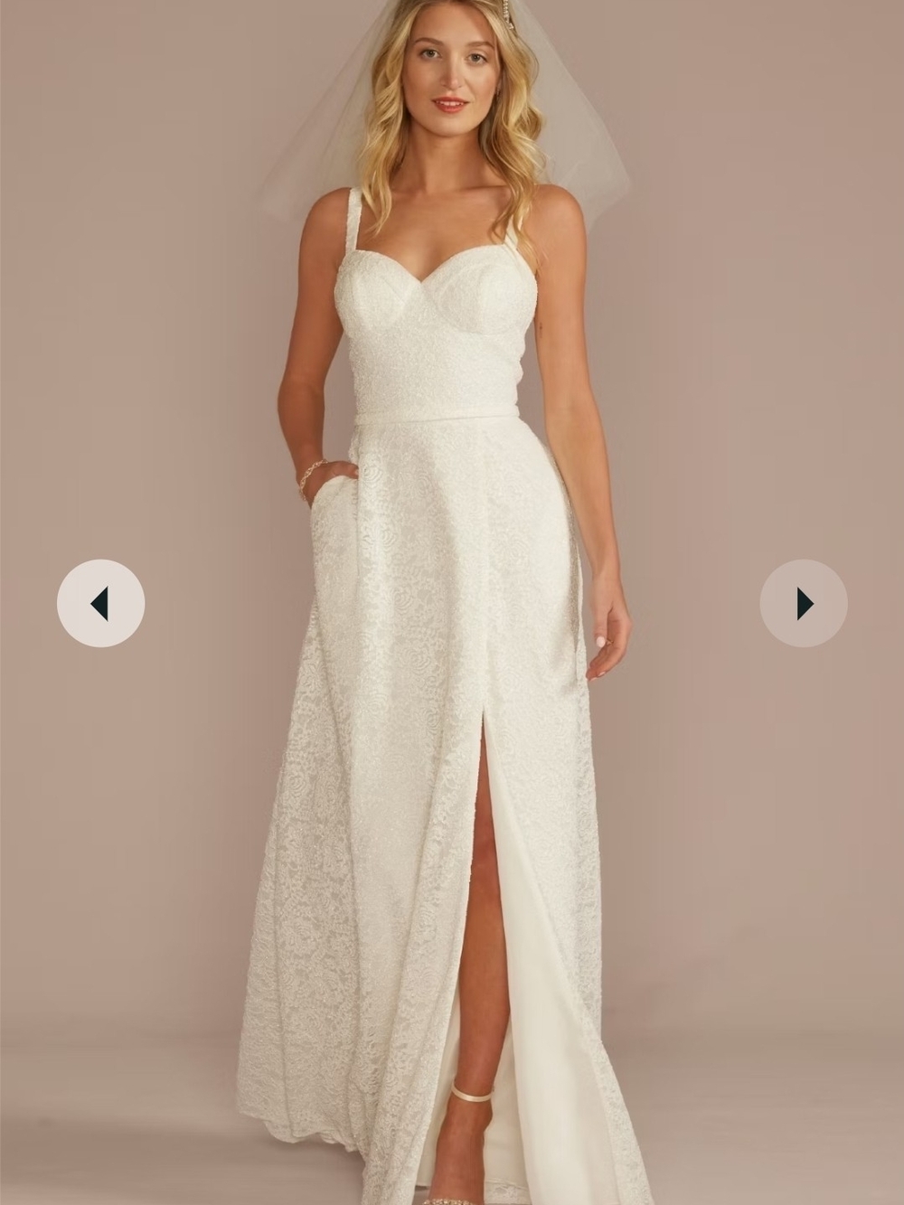 Elegant White Lace A-Line Wedding Dress Size 6 Nwt